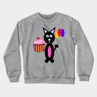 BLACK Cat Cupcake Party Crewneck Sweatshirt